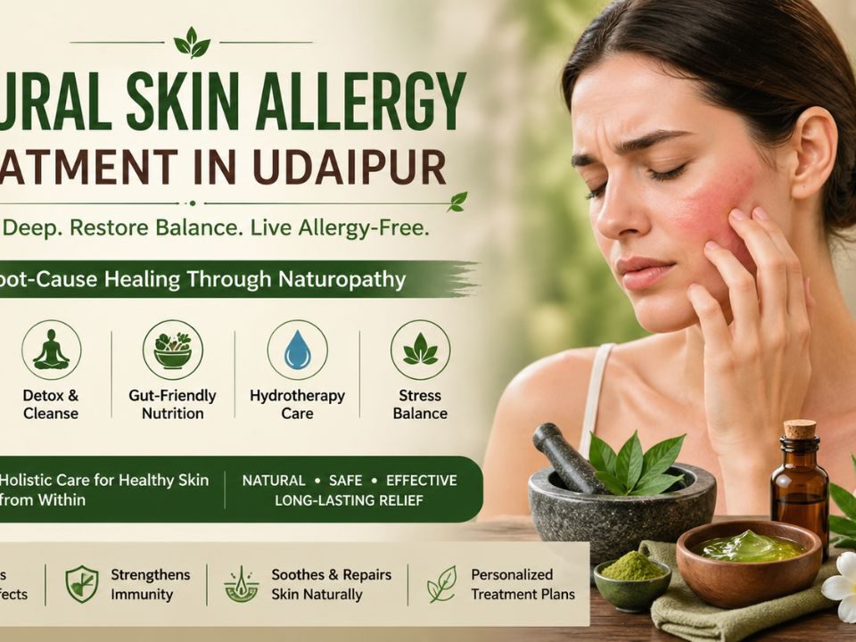 Natural skin allergy treatment in Udaipur using herbal remedies, detox therapies, and naturopathy for healthy skin